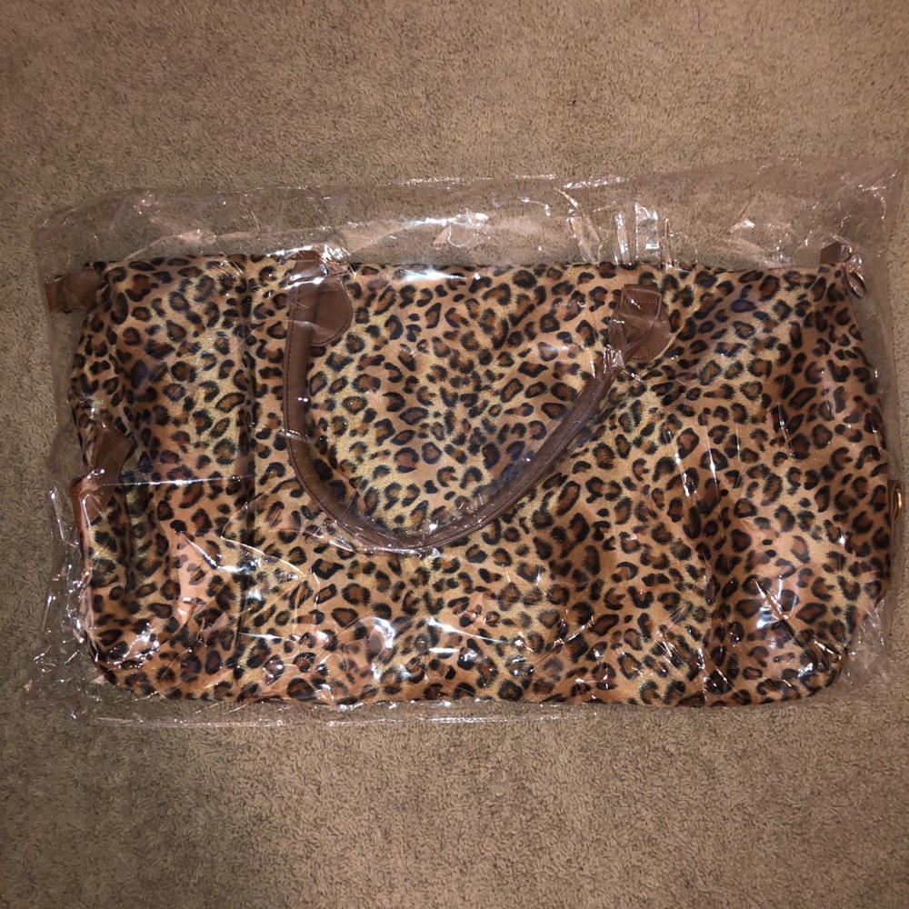 cheetah weekender tote
